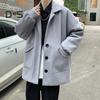 Мужское шерстяное пальто с лацканами, длинный рукав, однобортная ветровка, однотонное свободное пальто средней длины с карманами, официальная одежда