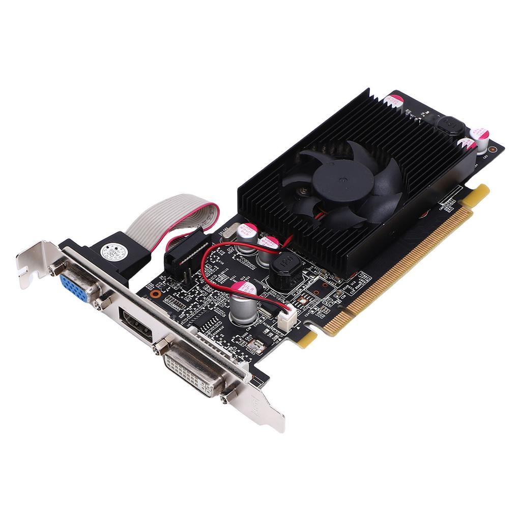 Графическая карта GT 610 1 ГБ GDDR3 Высокоскоростная 1000 МГц PCIe 2.0 X16 Видеокарта с бесшумным вентилятором охлаждения для ПК