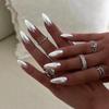 24 Pieces Simple Fake Nails, Solid Color, Wearing Nail Silver, Aurora Removable Nail Art Piece, Nail Patch