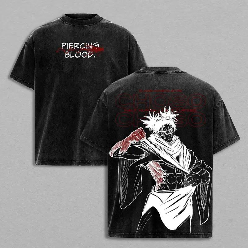 Футболка с принтом Чосо из аниме Jujutsu Kaisen, готическая Y2k, стираная, оверсайз, мужская, унисекс, с коротким рукавом, хлопковая, топы