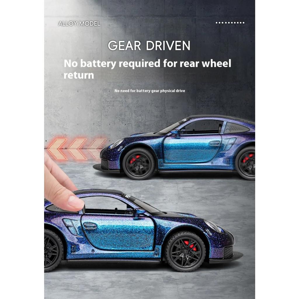 1/32 Porsche GT3 RS Суперкар Сплав Литой Металлический Модель Звук и Свет Игрушка Детская Игрушка на День Рождения Подарок Коллекционировать Хобби Модель Детская Игрушка