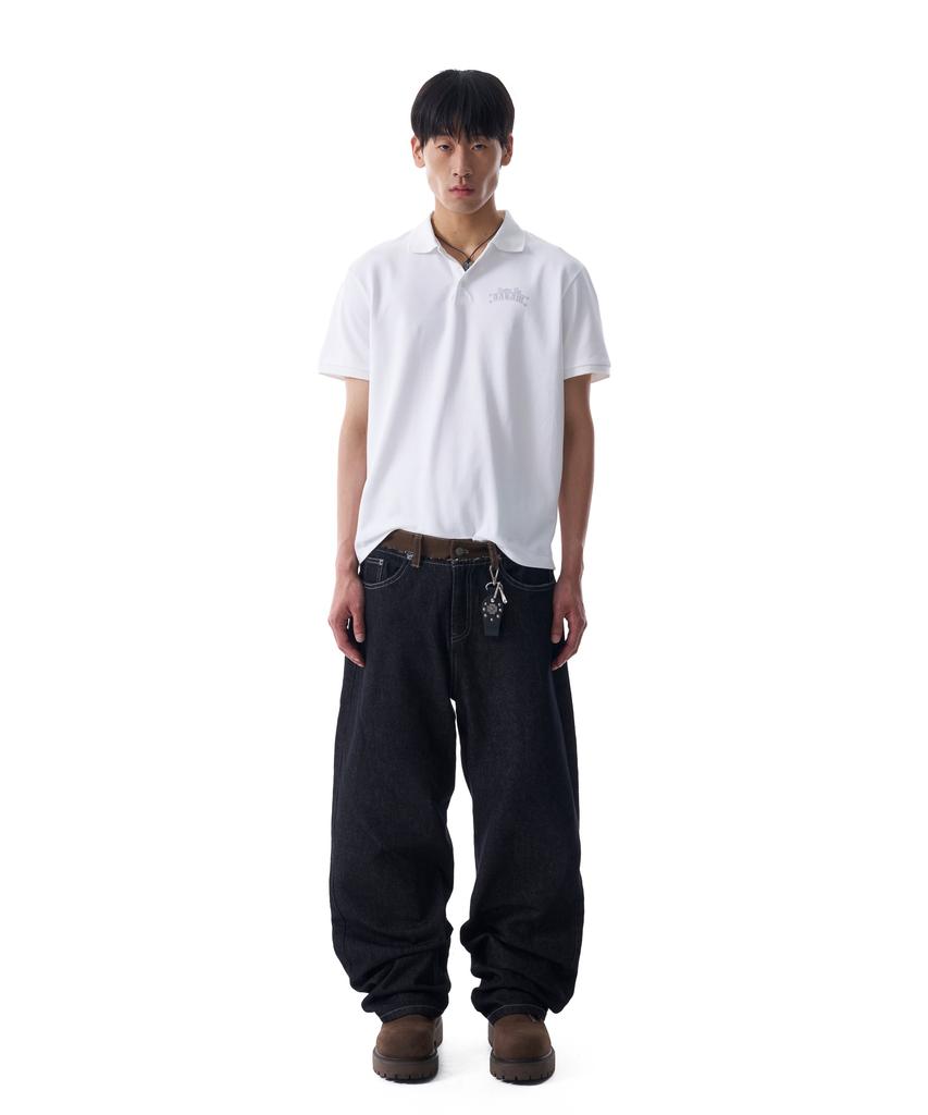 AAKAM Waist Contrast Denim Pants (Black)