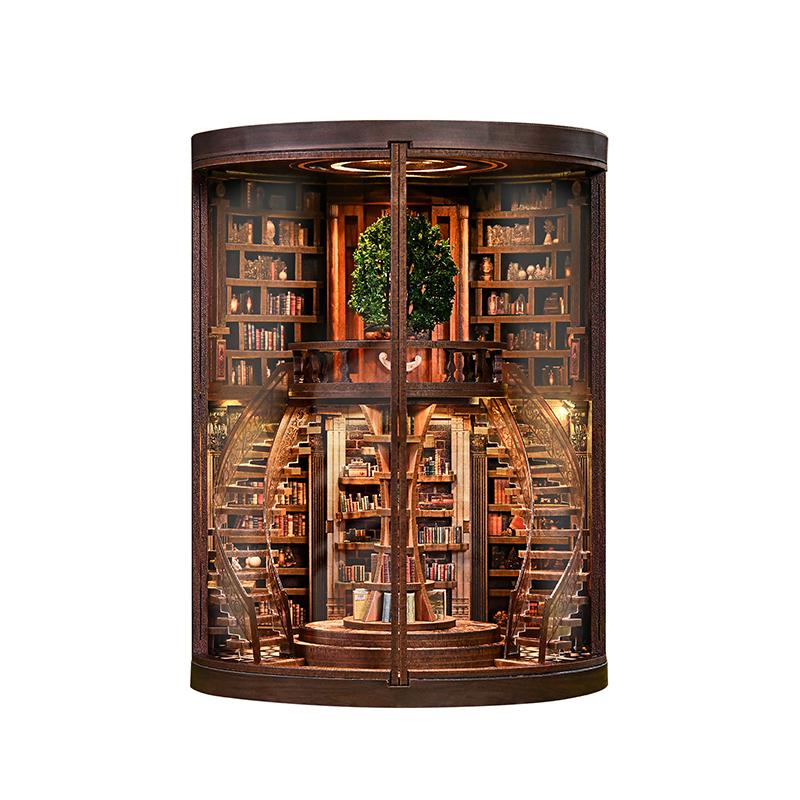 НОВЫЙ Деревянный книжный уголок DIY Фигурки Миниатюры Кольца Мудрости Книгохранилище Закладка для книг Подарки на день рождения Друзьям Декор для дома Поделки