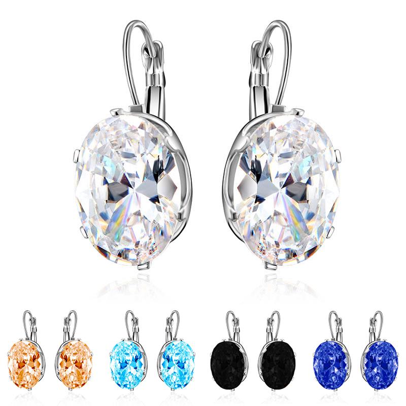 Овальные капли воды изысканный кристалл циркон 1 пара серьги-кольца серебряные ювелирные изделия аксессуар