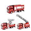 Ids Toy Fire Truck Model Alloy Diecast Inertia Fire Ladder Vehicle Rescue Transport Car Educational Toys for Children Boys Gift