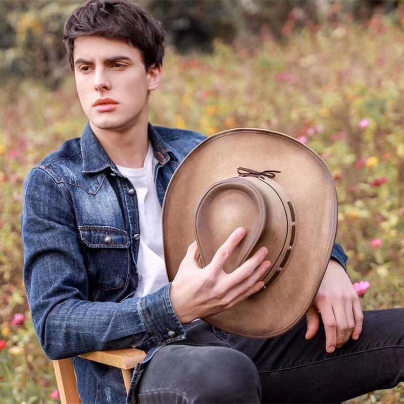 Ковбойские шляпы, женская шляпа Федора в стиле вестерн с широкими полями и веревкой, металлическая голова быка, украшение, кепка из натуральной кожи, джазовые шляпы для верховой езды для мужчин