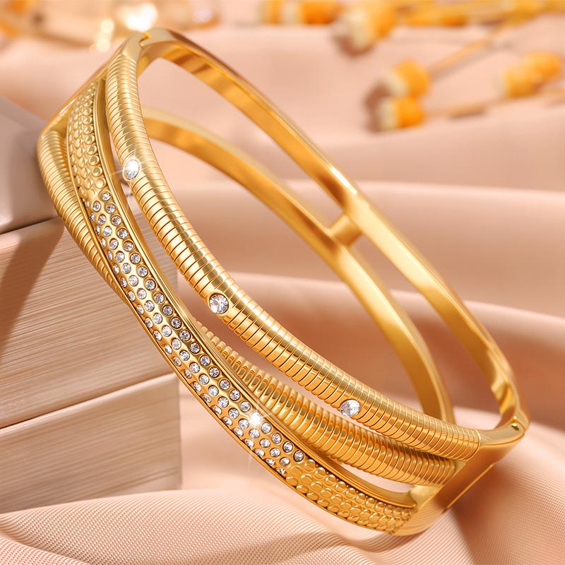 Spring Double Layer Titanium Steel Feminine Light Luxury Couple Bracelet Bracelet
