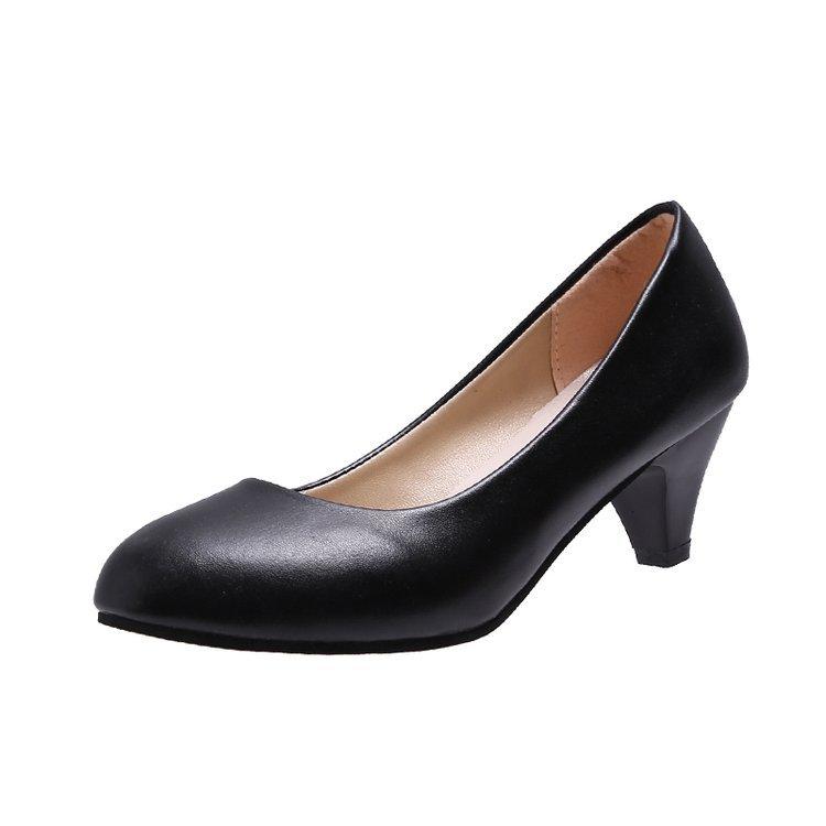 Женские новые роскошные туфли на среднем каблуке, черные туфли на толстом каблуке с круглым носком, туфли на высоком каблуке, деловая женская повседневная обувь на высоком каблуке
