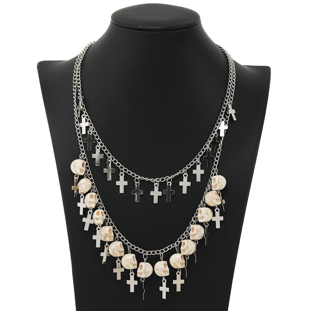 Cross Skull Halloween Jewelry Electroplated Alloy Pendant For Accessory Costume