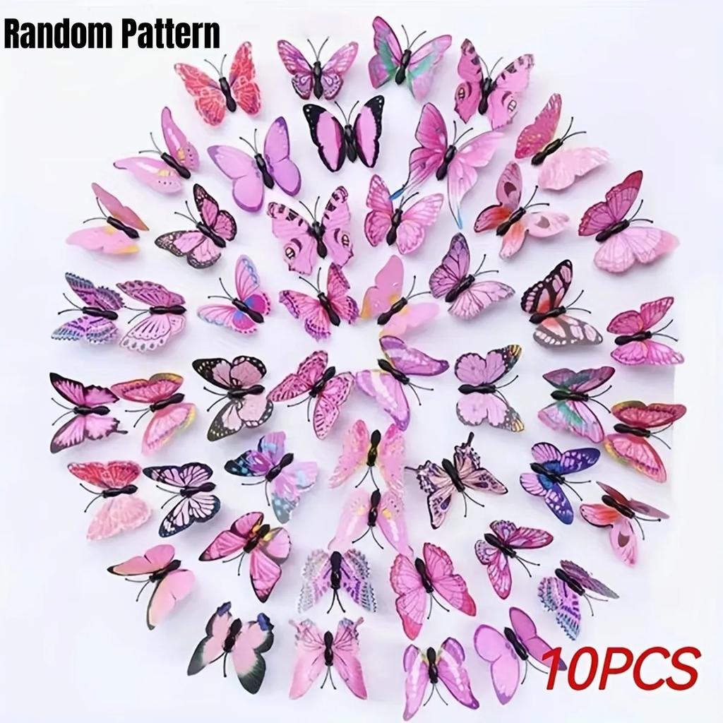 10 шт. аксессуары для волос заколки-бабочки ПВХ имитация 3D заколка-бабочка разноцветные девушки милая заколка украшение для вечеринки