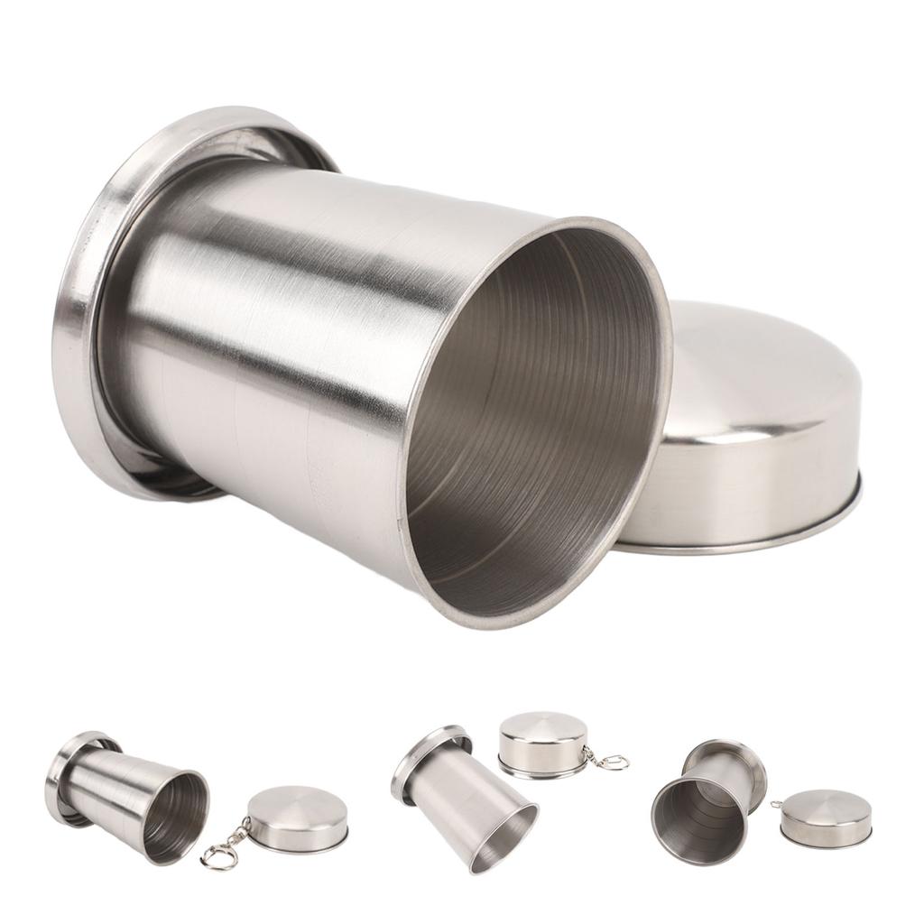 Stainless Steel Collapsible Cup Outdoor Travel Camping Portable Folding Cup with Keychain for Picnic