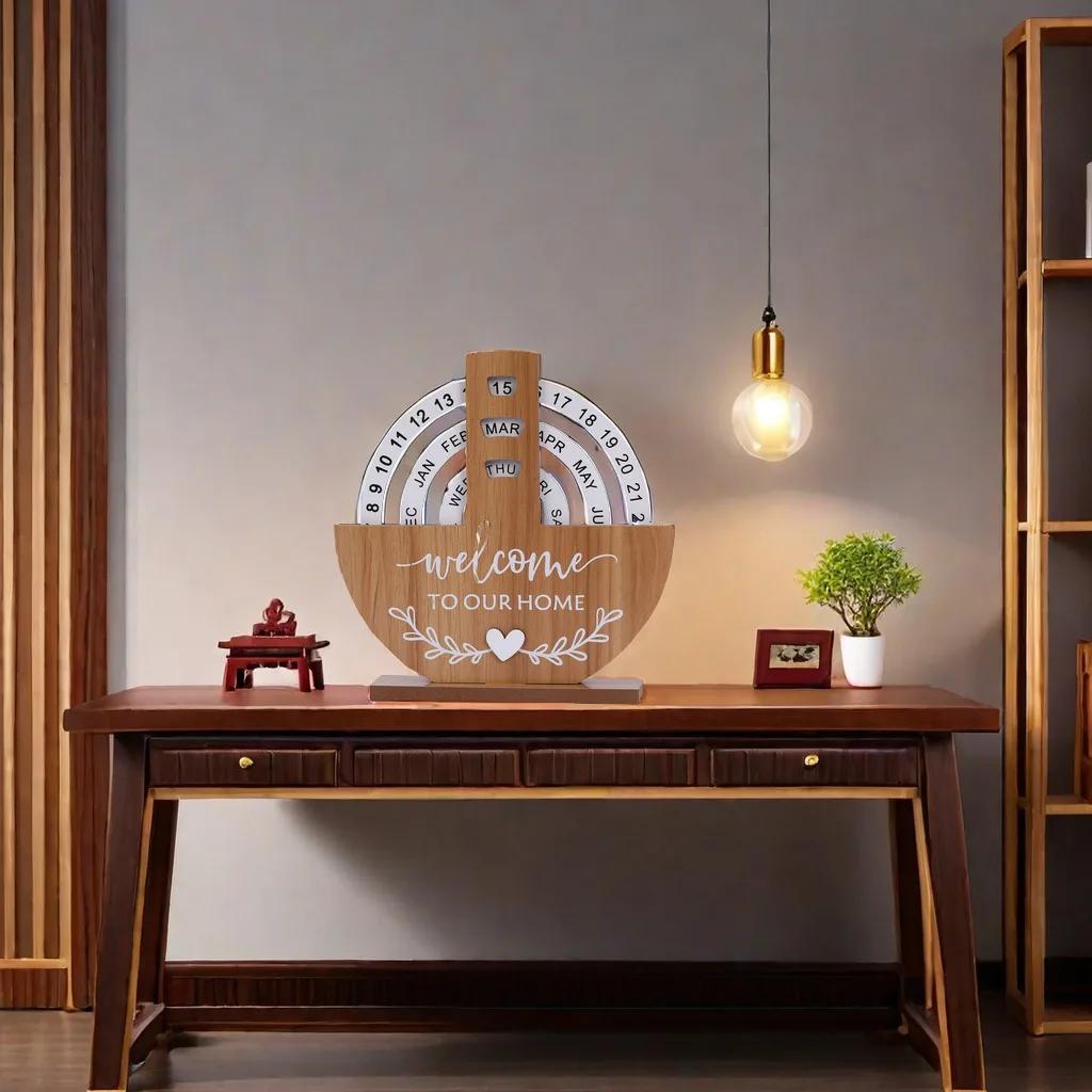 Деревянный десятитысячелетний календарь модный креативный сделай сам ручной вращающийся декор подходит для стола спальни кабинета