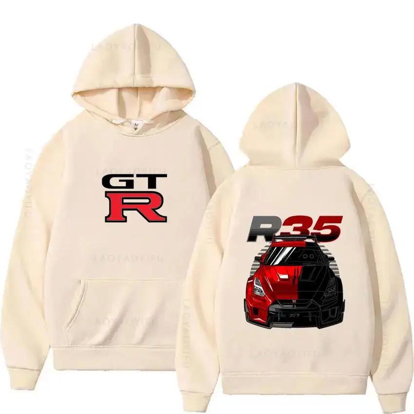 The first letter D GTR R35 streetwear hoodie, Japanese car sports hoodie, sweatshirt, men's clothing, Harajuku street pullover