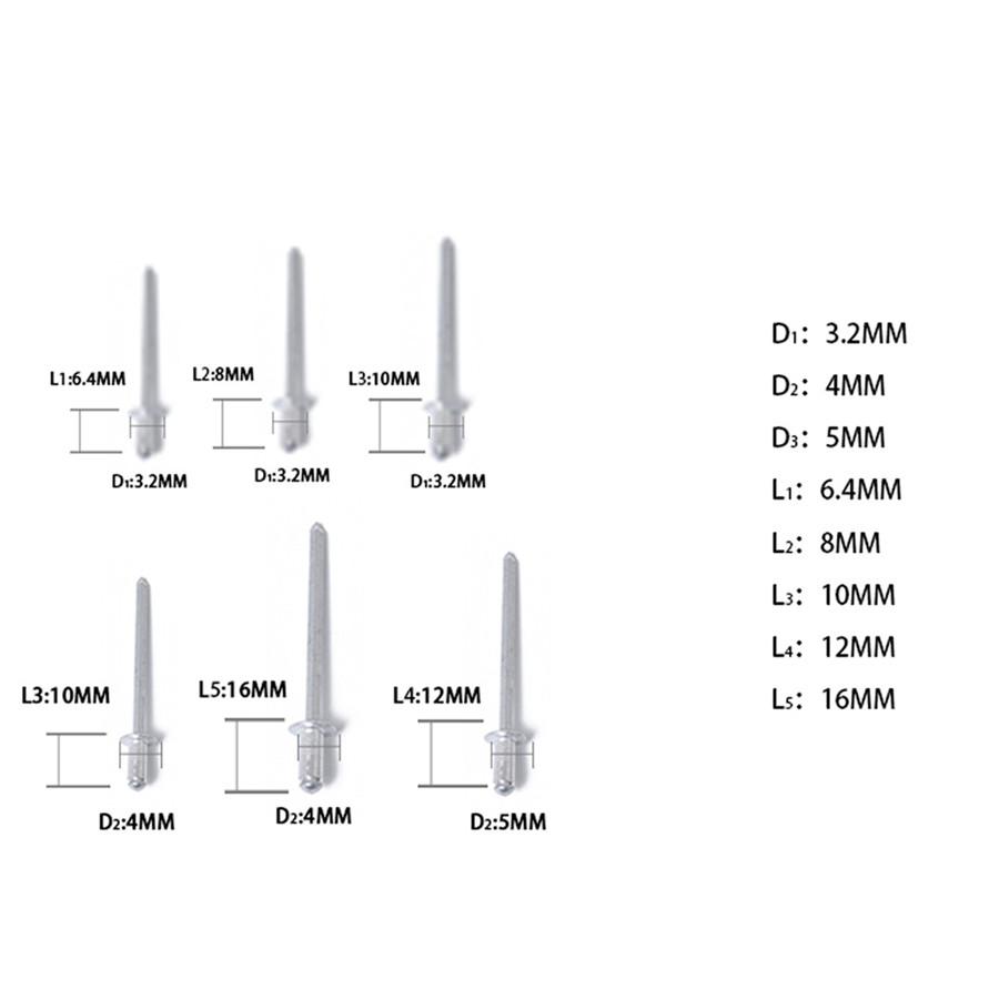 360PCS Universal Large Size Aluminum Rivet Rivets Half-round Head Rivet For Car
