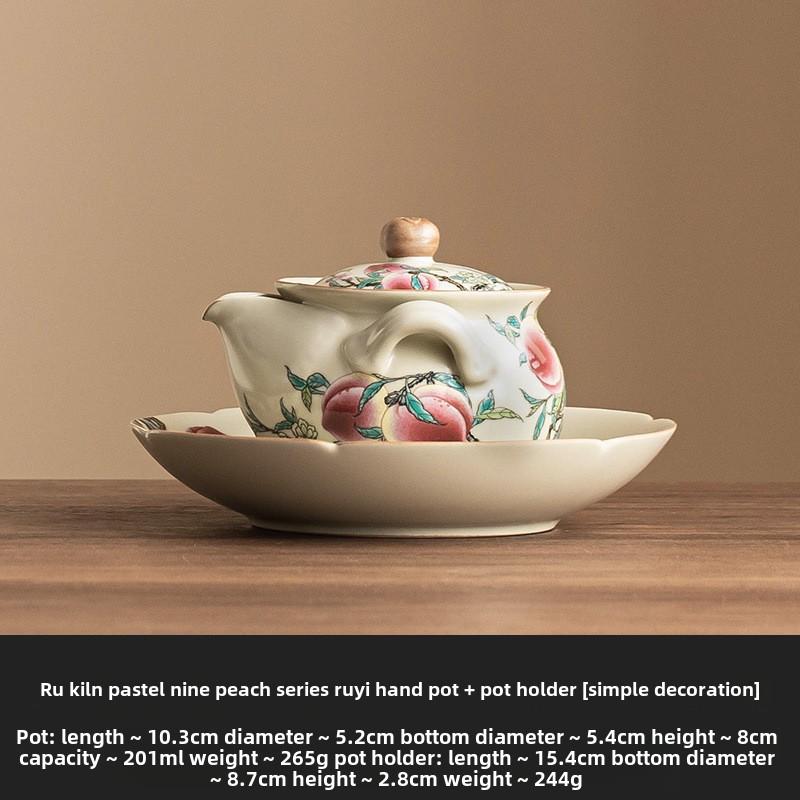 Ru Kiln Pastels Nine Peach Hand Grasp Pot Керамический чайный сервиз Kung Fu Чайник для дома Творческий Не горячий в обращении Фильтр Одиночный горшок