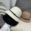 Шляпа женская осень и зима ретро шерстяная шерстяная шляпа-таблетка шляпа-ведро простая с ремешком декоративная цилиндр универсальная
