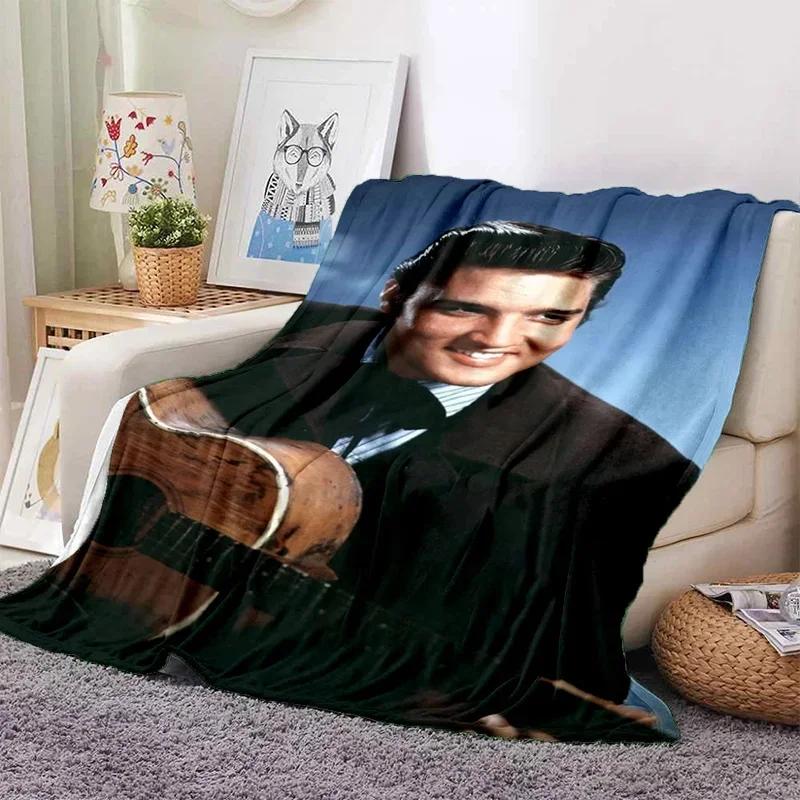 E-Elvis Presley Throw Blanket Soft Flannel Thin for Bed Sofa Cover Bedspread Home Deco Picnic Cooling Blankets for Beds Gift