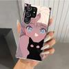 Милый чехол для телефона с черным котиком в стиле аниме для Samsung Galaxy S26 S24 S23 Ultra S25 Edge S22 S21 Plus S20 FE + Мягкий чехол с принтом Funda