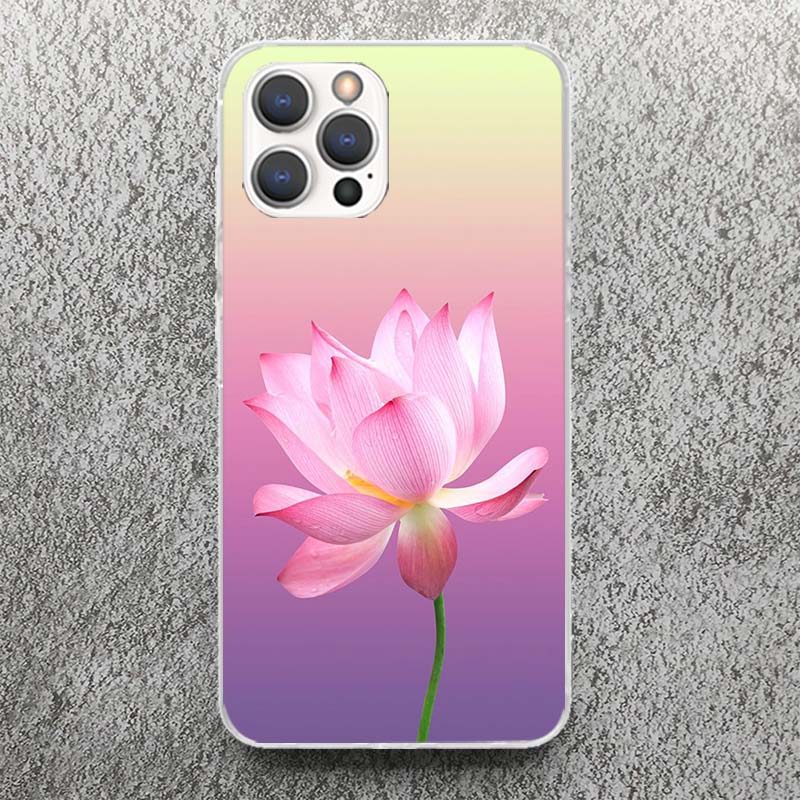 Чехол для телефона с сине-белыми цветами лотоса для Apple iPhone 16 15 14 13 12 11 Pro Max Mini XS XR X 7 Plus 8 + SE Мягкий силикон Печать Sh