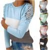Womens Lace Hollow Out Tops Fall Cold Shoulder Shirts Long Sleeve Crewneck Blouses Casual Loose Pullover Shirts