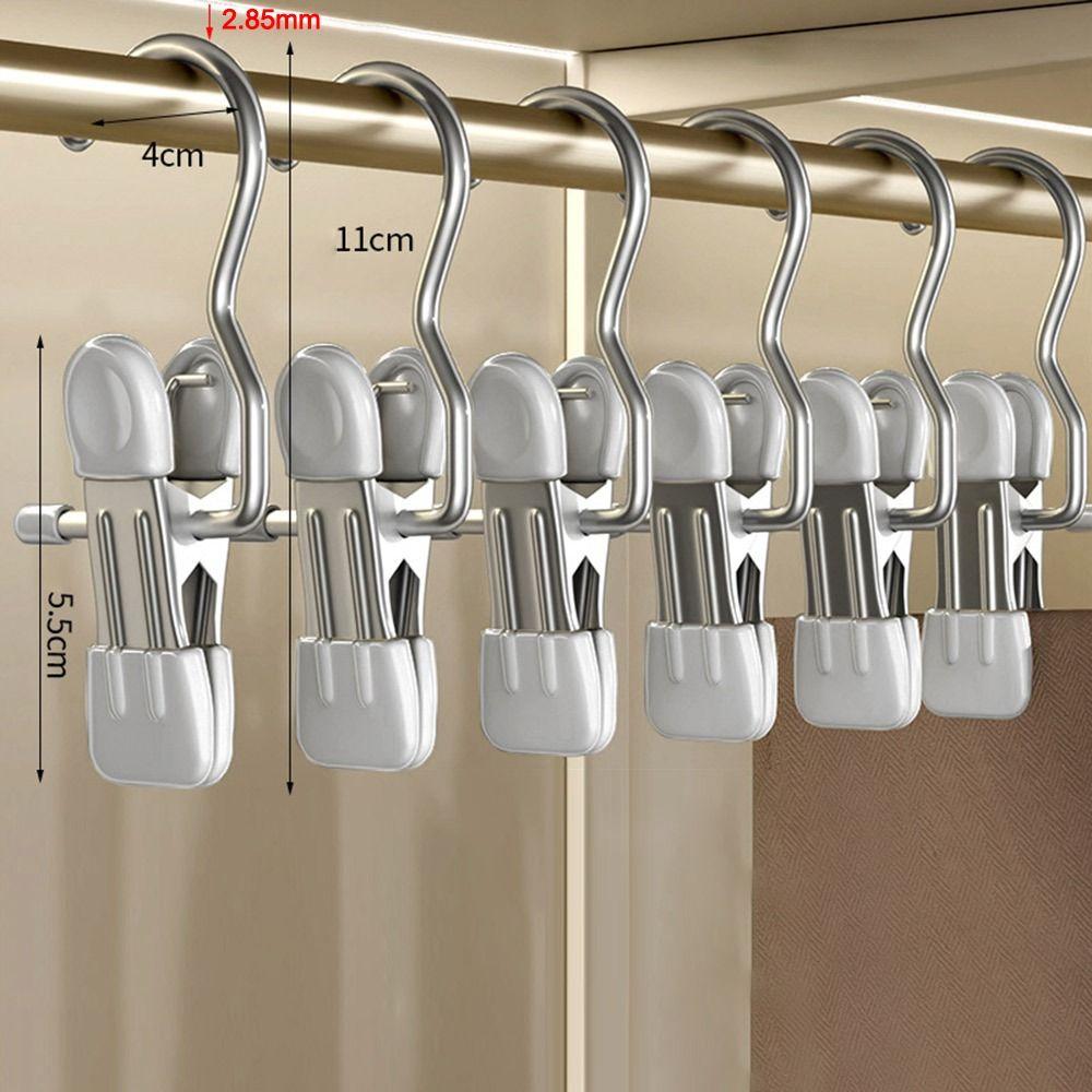 1/5/10PCS Windproof Stainless Steel Pants Clip with Hook Home Storage Rack for Household