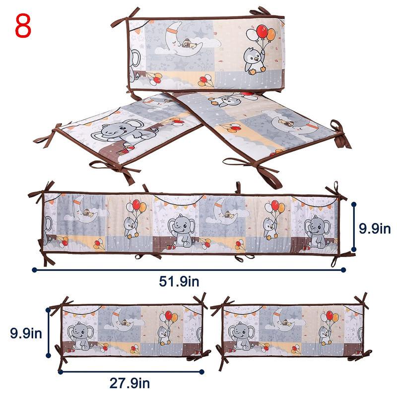 4 шт. дышащие хлопковые бортики для детской кроватки, мягкая подкладка, мягкая защита для кроватки, накладки на бампер для мальчиков и девочек