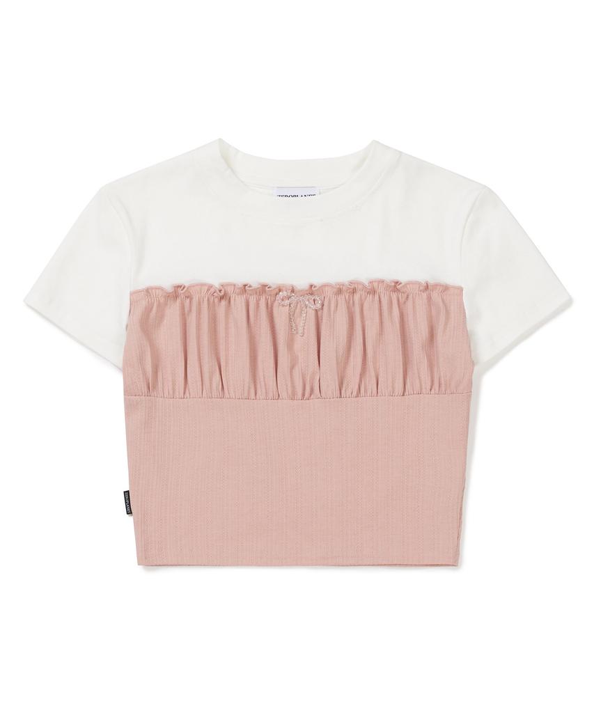 ZEROPLANET Lala Ribbon Shirring Top [Pink]