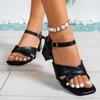 Мода 2025 Мода Женская обувь Ремешок с пряжкой Женские сандалии Новые с открытым носком Офисные и карьерные Летние больших размеров Сандалии на каблуке Zapatos