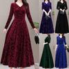 Новое женское модное осенне-зимнее элегантное однотонное бархатное платье с длинными рукавами