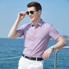 Summer machine washable shirt with linen and mulberry silk, men's business casual striped short sleeved shirt