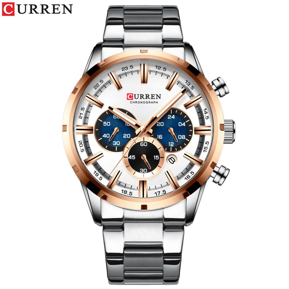 CURREN Watch Luxury Sports Quartz Mens Watches Full Steel Waterproof Chronograph Wristwatch