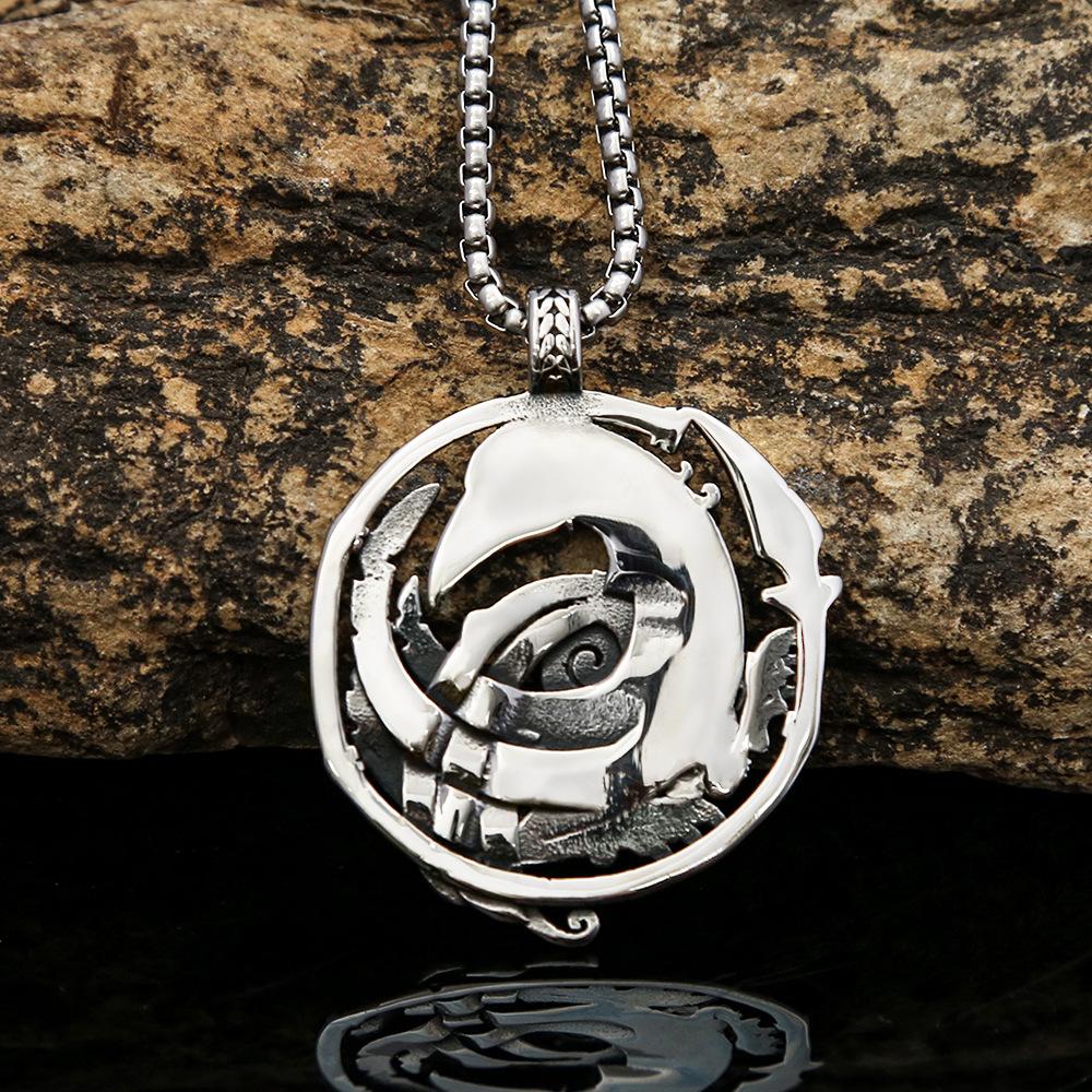 Персонализированные аксессуары из нержавеющей стали в стиле ретро для мужчин, персонализированное ожерелье из титановой стали с изображением ворона, не выцветает