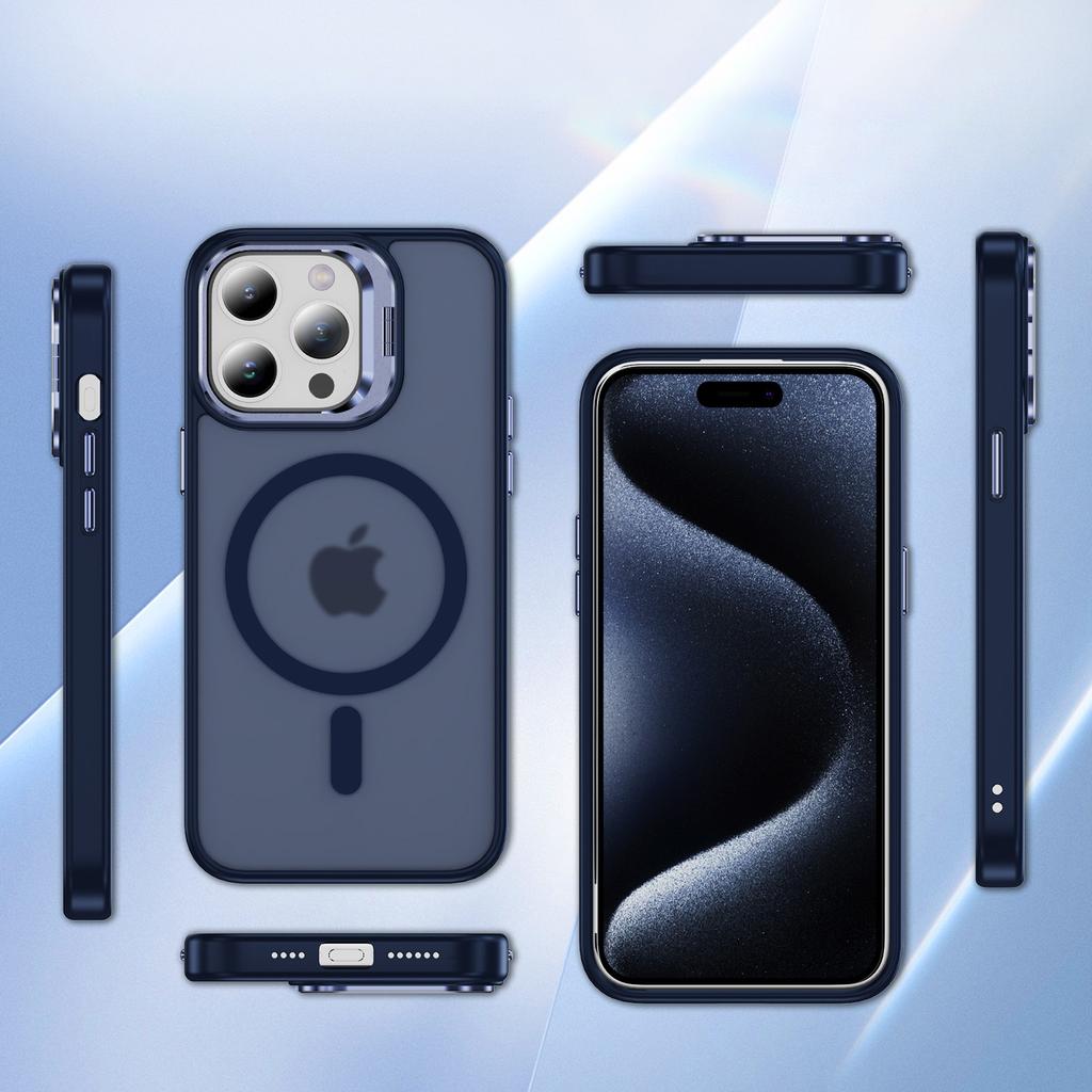 For iPhone 12/12 Pro Case Compatible with MagSafe PC+TPU+Metal Phone Cover Kickstand
