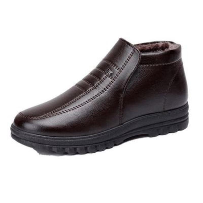 Мужская повседневная обувь, непромокаемая зимняя обувь, зимняя обувь, обувь на плоской подошве, теплые ботинки, мужская кожаная обувь