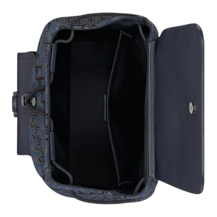 DIOR OBLIQUE Fabric With Cow Leather Backpack Women's Dark Blue 1ADBA200DJD_H585