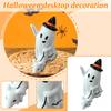 Halloween Hat Wearing Ghosts Dog Walking Ornament
