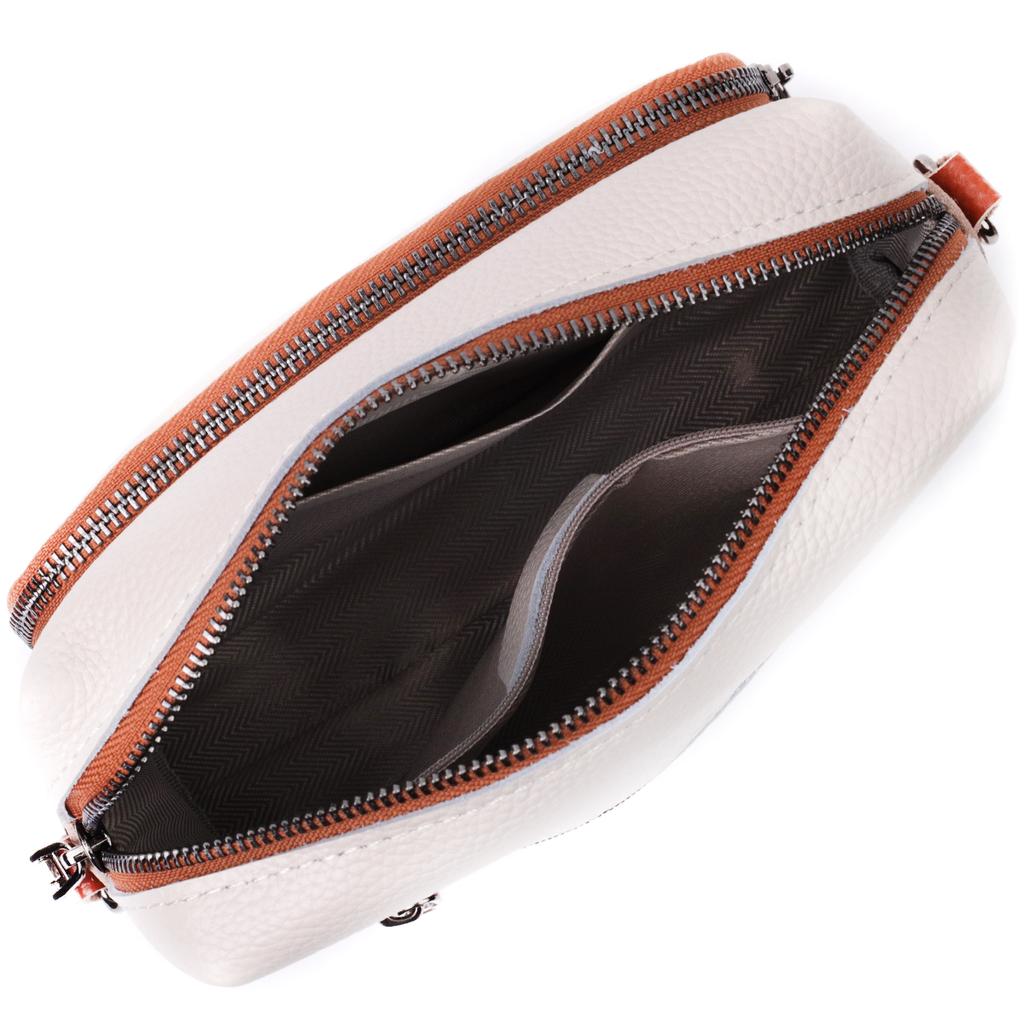 Comfortable Bag for Women for Every Day Made of Genuine Leather Vintage 22589 White