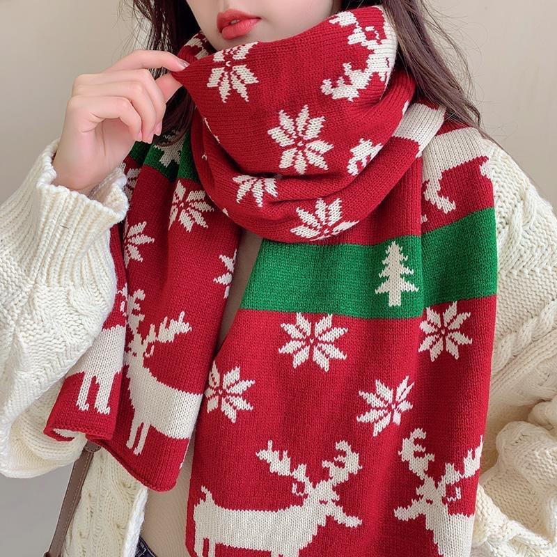 Mary Christmas gift Japanese knitted wool scarf, women's autumn and winter long thickened versatile scarf, trendy girlfriend