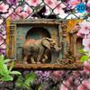 2d Flat 30*20cm, Vintage Blue and Golden Elephant Wooden Wall Art Wooden Sign for Home Decor, Easy Install, Durable, for Home, Kitchen Garden, Bedroom
