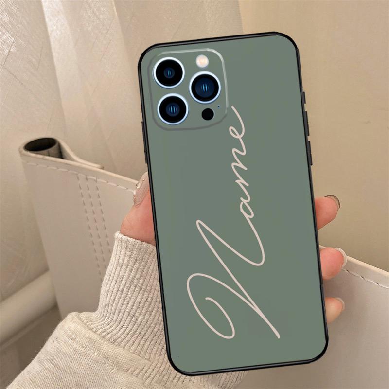 Шалфейно-зеленый персонализированный чехол с именем для iPhone 16 15 14 13 11 12 Pro Max Mini XS X XR 7 8 Plus