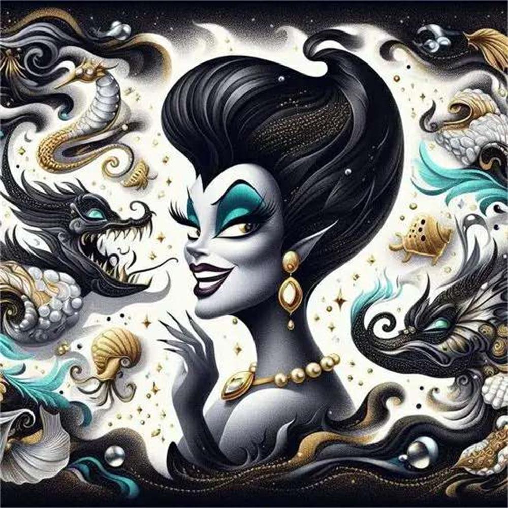 Disney Злодеи Узор Пазл Крест Печать Квадратное Искусство Алмазная Живопись 5d Стежок Мозаика Новая Коллекция Большой Размер Дети