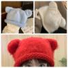 Y2K Knitted Pullover Hat Fluffy Brimless Beanie Cap Fashion Bear Ear Woolen Hat  Keep Warm