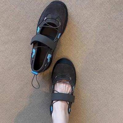 Версия из коровьей кожи~ спортивные туфли Мэри Джейн с толстой подошвой, подходящие по цвету, на липучках, женские туфли из ретро-кожи, универсальные, функциональные, ветрозащитные