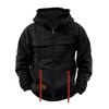 Men's Fashionable Solid Color Long Sleeve Hooded Loose Sweatshirt Sports Multi Pocket Sweatshirt Jacket