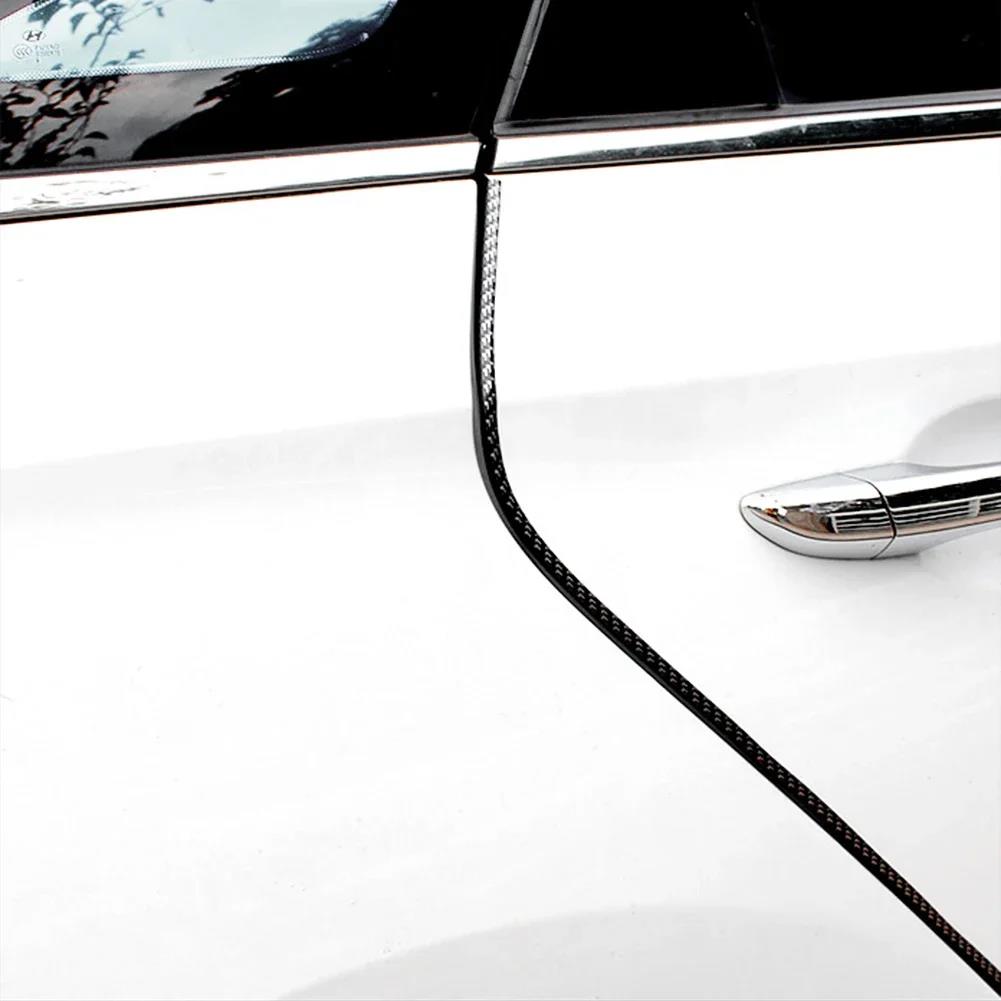 5M Carbon Fibre Car Door Edge Trim Molding Seal Scratch Protector Guard Strip Protector Interior Mirrors 6