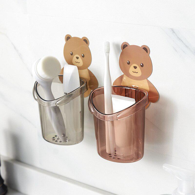 Bathroom Accessories Kit Toothbrush Holder Toothpaste Container Rack Wall Mount Toothbrush Cup Rack Toothbrush Stand for Child