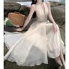 Women's Summer Sleeveless Hanging Neck Gentle Temperament Waist Long Dresses