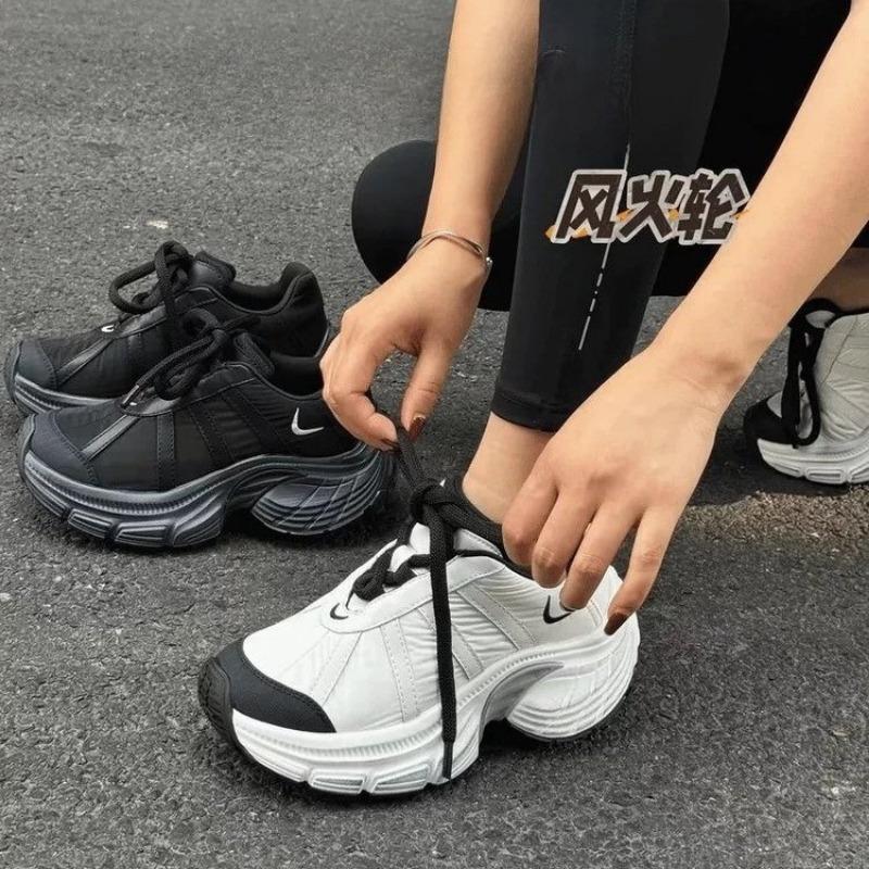 2024 Весна и Осень Новые Женские Удобные Дышащие Нескользящие Спортивные Туфли на Низком Ходу с Шнуровкой и Цветной Отделкой