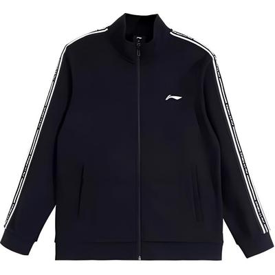 Li-Ning Толстовка с капюшоном Sports Lifestyle Series с длинным рукавом и застежкой-стойкой, черная YWDU543-1