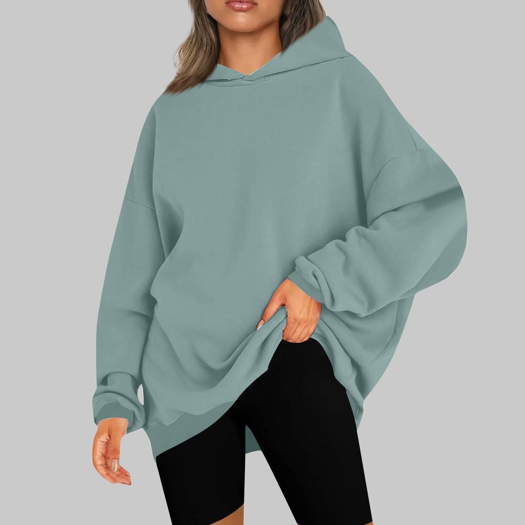 Женские повседневные модные однотонные пуловеры с длинными рукавами, толстовки с капюшоном